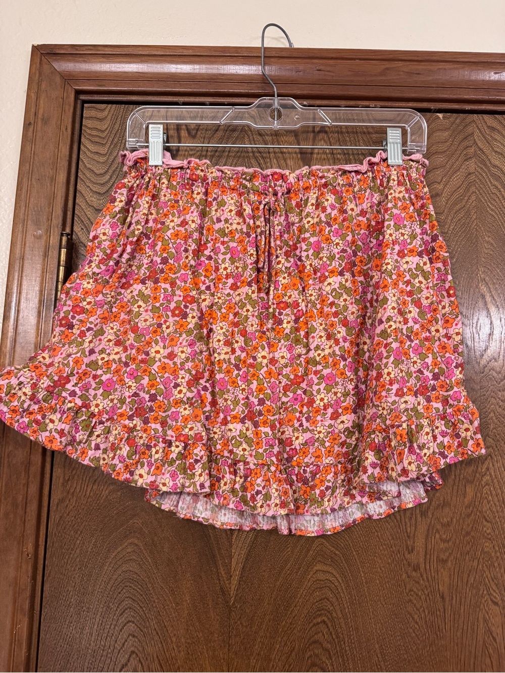 Free People Floral Ruffle Mini Skort - Pink & Orange